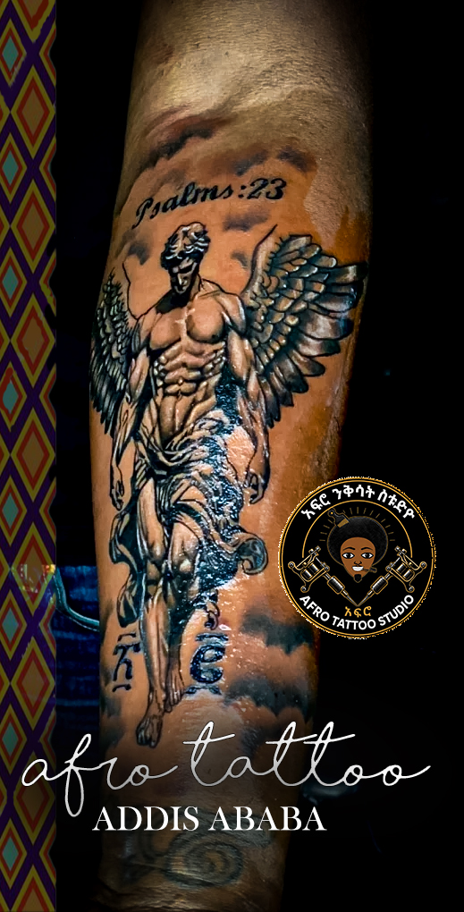 Custom tattoo work by Afro Tattoo in Addis Ababa