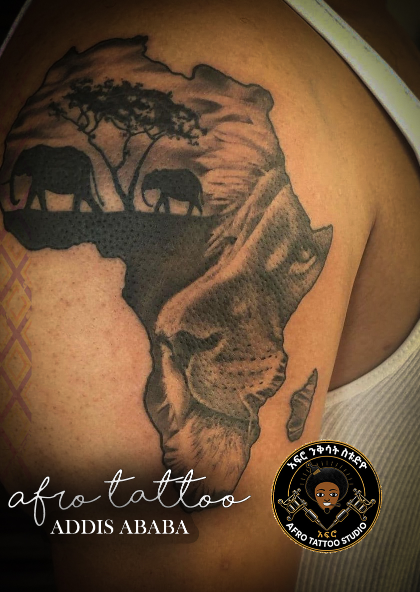Custom tattoo work by Afro Tattoo in Addis Ababa