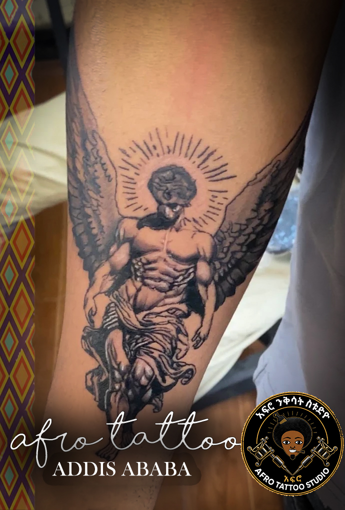 Black & Grey tattoo by Afro Tattoo in Addis Ababa